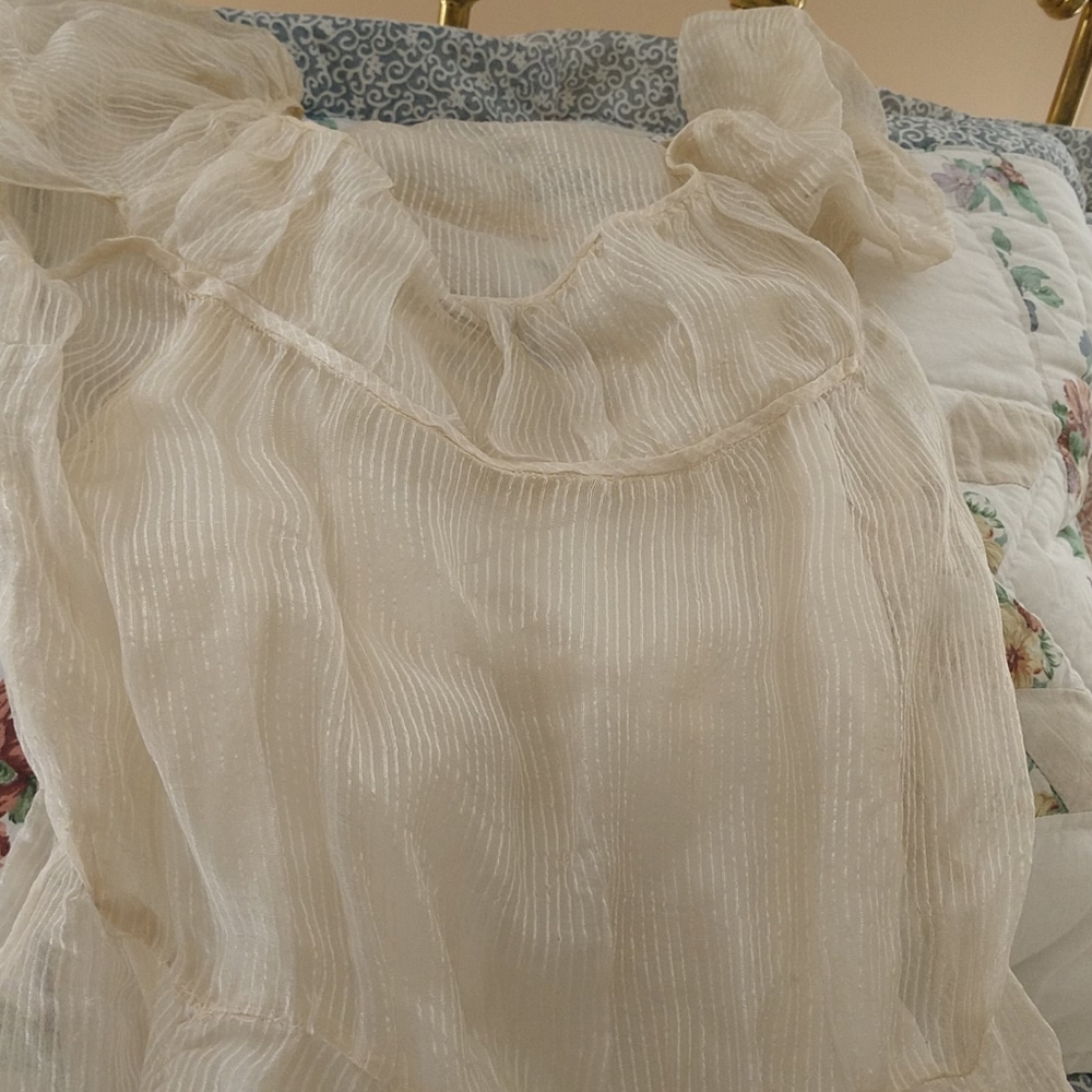 #9 1930s ANTIQUE SHEER GOSSAMER GOWN w Original Taffeta Slip - Picture 2 of 13